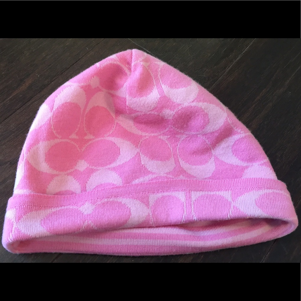 Reversible Coach Knit Beanie- Pink